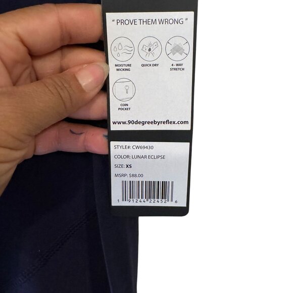 NWT! 90' Degree By Reflex Black Label Women's Navy Blue Leggings Size XS - Picture 11 of 12